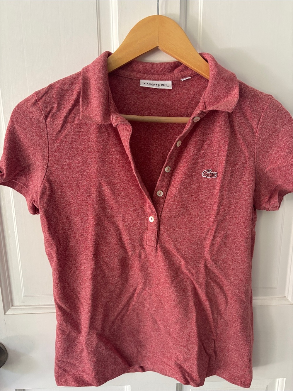 Lacoste Women's Heathered Rose Button-Front Polo